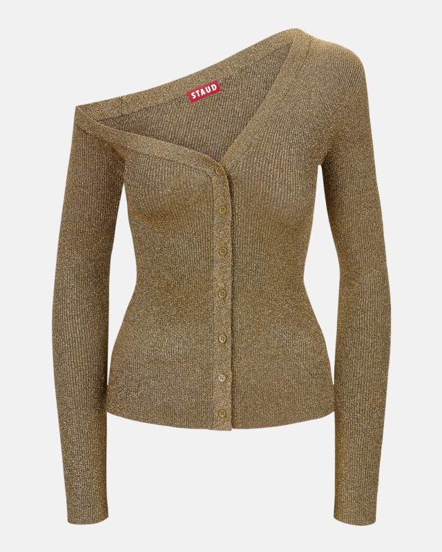 Craftsman Asymmetric Metallic Cardigan